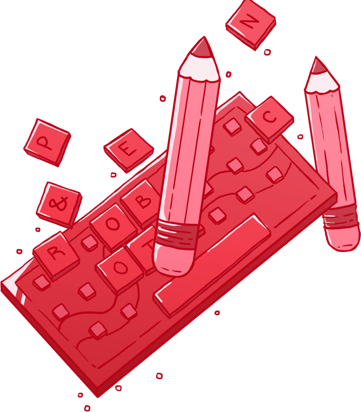 keyboard and pencils graphic