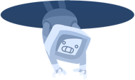robot holding button graphic