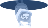 robot holding button graphic